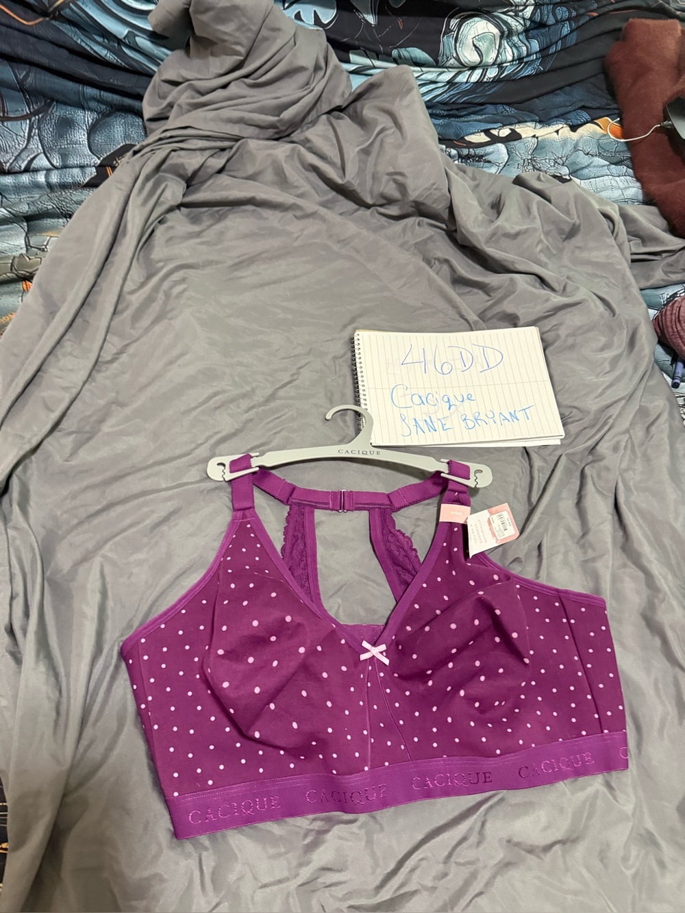 Cacique Purple Polka-Dot Lace Racerback Bralette